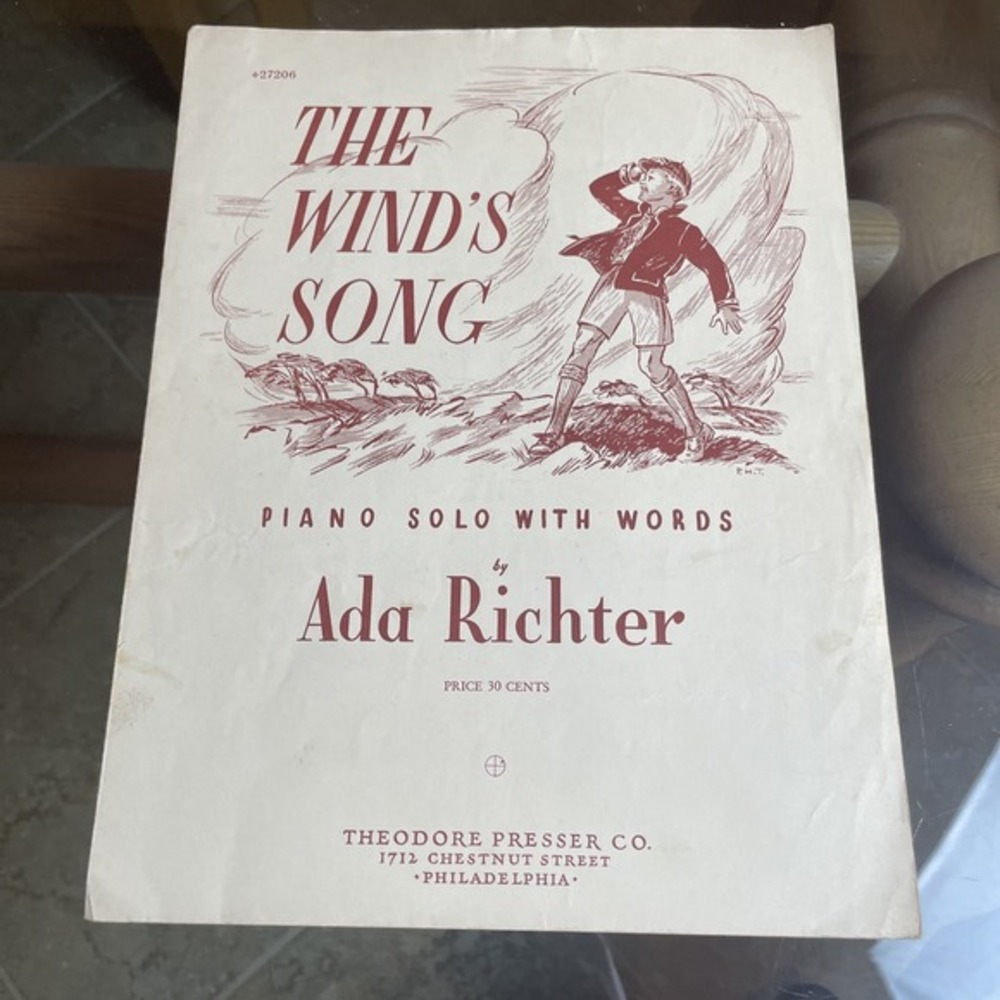 The Wind's Song - Piano Solo with Words by Ada Richter - Vintage Sheet Music